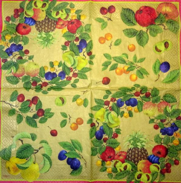 TF-021 Tropische Früchte - 3-lagig (gold) - Caspari - Karen Kjaersgaard